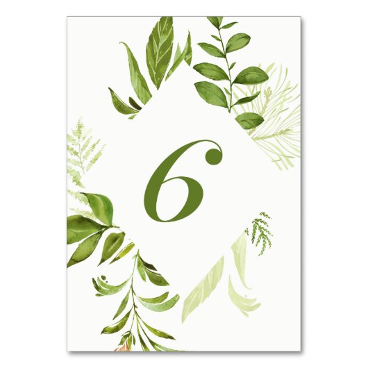 Waterverf Wilde Groene Volage Tabel Nummer 6 Kaart (Voorkant)