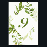 Waterverf Wilde Groene Volage Tabel Nummer 9 Kaart<br><div class="desc">Een elegante en grillige nummerkaart met waterverf groene bladeren. Dit zal perfect zijn voor bruiloften,  baby showers,  verjaardagen en andere evenementen. Overeenkomende items zijn beschikbaar.Tabel nummer 9</div>