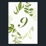Waterverf Wilde Groene Volage Tabel Nummer 9 Kaart<br><div class="desc">Een elegante en grillige nummerkaart met waterverf groene bladeren. Dit zal perfect zijn voor bruiloften,  baby showers,  verjaardagen en andere evenementen. Overeenkomende items zijn beschikbaar.Tabel nummer 9</div>