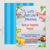 Waterverf Wilde Oerwoud Dinosaurus Verjaardag Kaart (Voorkant / Achterkant)