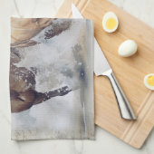 Waterverf wilde paarden theedoek (Quarter Fold)