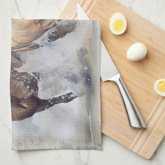 Waterverf wilde paarden theedoek (Quarter Fold)