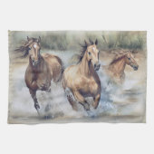 Waterverf wilde paarden theedoek (Horizontaal)