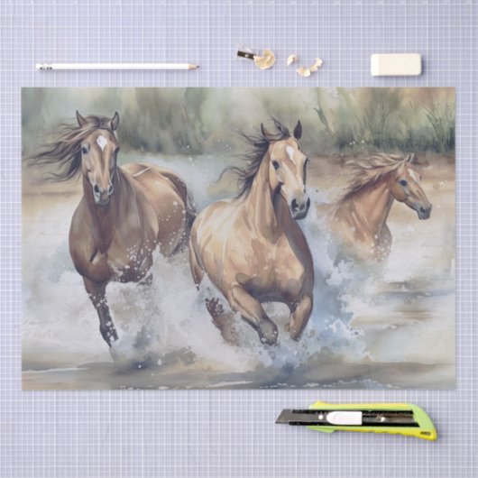 Waterverf wilde paarden tissuepapier (Craft)