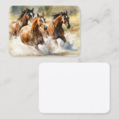 Waterverf wilde paarden visitekaartje (Voorkant / Achterkant)