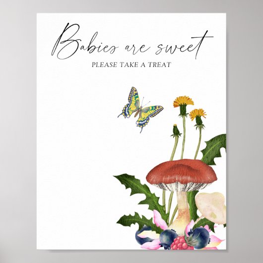 Waterverf wilde paddenstoelen Baby's zijn zoet Poster (Voorkant)