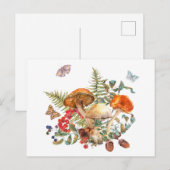 Waterverf wilde paddenstoelen, bessen, eikels briefkaart (Voorkant / Achterkant)