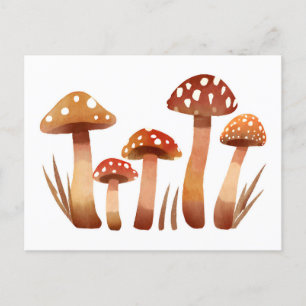 Waterverf wilde paddenstoelen briefkaart