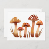 Waterverf wilde paddenstoelen briefkaart (Voorkant / Achterkant)
