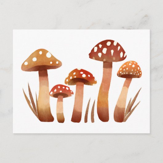 Waterverf wilde paddenstoelen briefkaart (Voorkant)