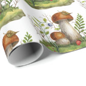 Waterverf wilde paddenstoelen en bessen cadeaupapier (Rol Hoek)