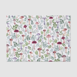 Waterverf Wilde paddenstoelen en bladeren Patroon Tissuepapier