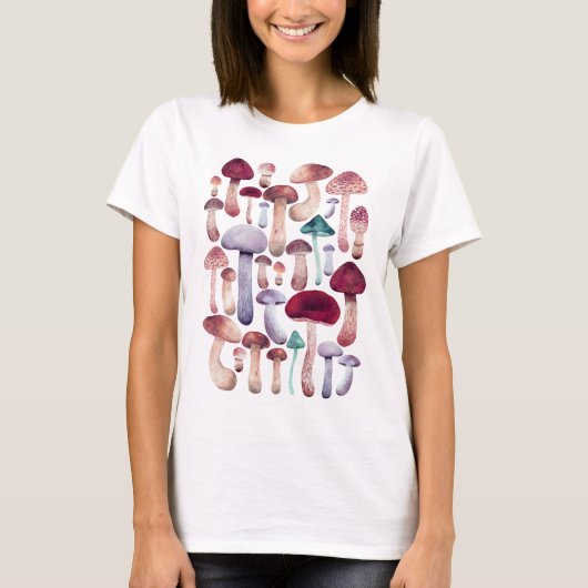 Waterverf Wilde paddenstoelen T-shirt (Voorkant)