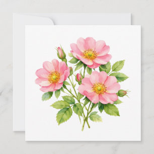 Waterverf Wilde Roze Rozen Kaart