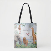 Waterverf Wilde Safari Oerwoud Afrikaanse Dieren Tote Bag (Voorkant)