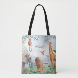 Waterverf Wilde Safari Oerwoud Afrikaanse Dieren Tote Bag