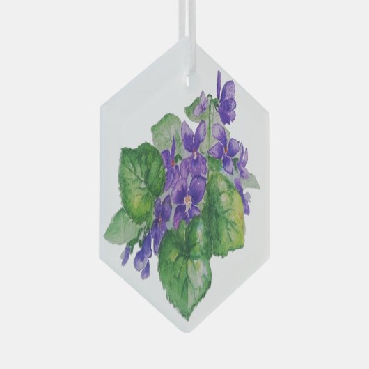 Waterverf Wilde Violet Garden Flower Floral Art Glas Ornament (Voorkant Rechts)