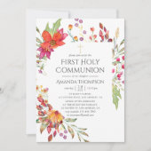 Waterverf Wilde Vloer Eerste Heilige Communie Kaart (Voorkant)