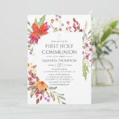 Waterverf Wilde Vloer Eerste Heilige Communie Kaart (Staand voorkant)