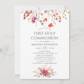 Waterverf Wilde Vloer Eerste Heilige Communie Kaart (Voorkant)
