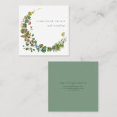 Waterverf Wilde Vloer Wreath Vierkante Visitekaartje (Voorkant / Achterkant)