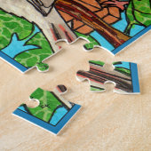 Waterverf Wilde vogels in het bos Legpuzzel (Zijkant)