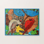 Waterverf Wilde vogels in het bos Legpuzzel (Horizontaal)