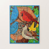 Waterverf Wilde vogels in het bos Legpuzzel (Verticaal)