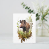 Waterverf wilde zwijnen op een Forest Clearing Briefkaart (Staand voorkant)