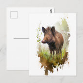 Waterverf wilde zwijnen op een Forest Clearing Briefkaart (Voorkant / Achterkant)