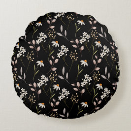 Waterverf WildeBloempatroon Rond Kussen