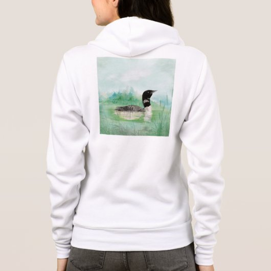 Waterverf Wilderness Bird Common Loon art Hoodie (Achterkant)