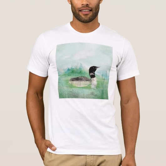 Waterverf Wilderness Bird Common Loon art T-shirt (Voorkant)
