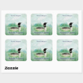 Waterverf Wilderness Bird Common Loon art Vierkante Sticker (Vel)