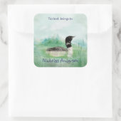 Waterverf Wilderness Bird Common Loon art Vierkante Sticker (Tas)