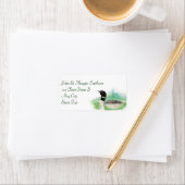 Waterverf Wilderness Common Loon Bird Address Etiket (Insitu)