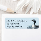Waterverf Wilderness Common Loon Bird Address Etiket (Insitu)