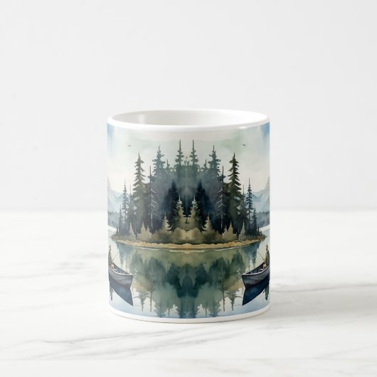 Waterverf Wilderness Vist Lake in Boat Koffiemok (Center)