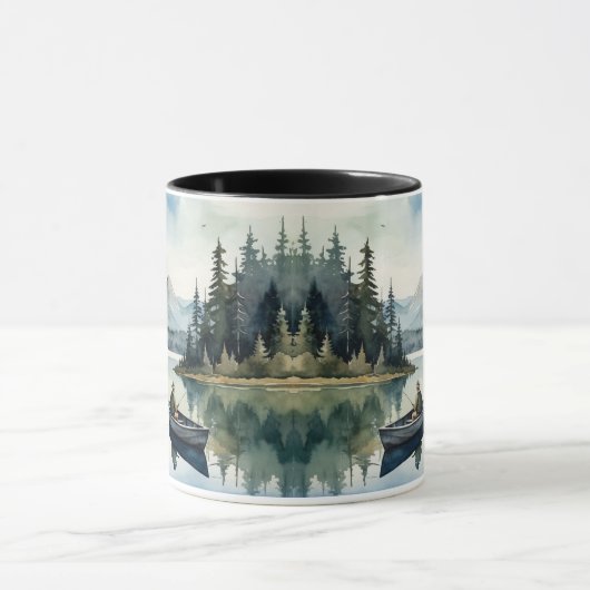 Waterverf Wilderness Vist Lake in Boat Mok (Midden)