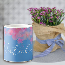 Waterverf wildfloral blauw naam koffiemok