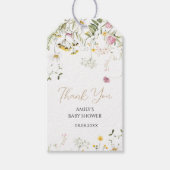 Waterverf Wildfloral Geel Roze baby shower Label Cadeaulabel (Voorkant)
