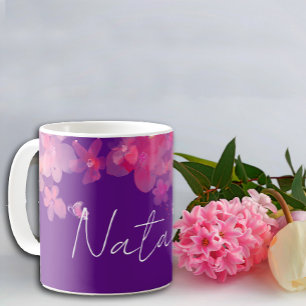 Waterverf wildfloral lavendel naam koffiemok