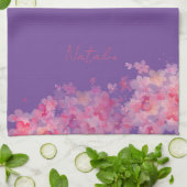 Waterverf wildfloral lavendel naam theedoek (Gevouwen)