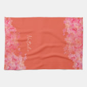 Waterverf wildfloral naam rood sinaasappel theedoek (Horizontaal)