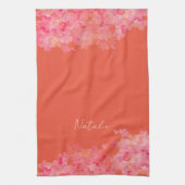 Waterverf wildfloral naam rood sinaasappel theedoek (Verticaal)