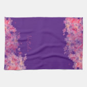 Waterverf wildfloral paarse naam theedoek (Horizontaal)