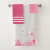 Waterverf wildfloral witte naam bad handdoek (Insitu)