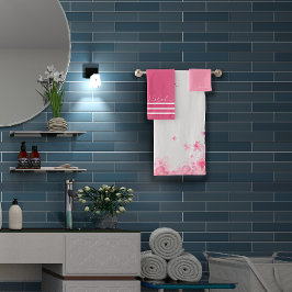 Waterverf wildfloral witte naam bad handdoek