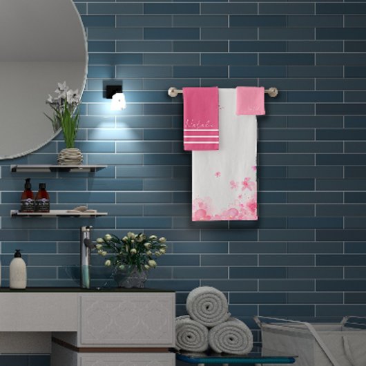 Waterverf wildfloral witte naam bad handdoek