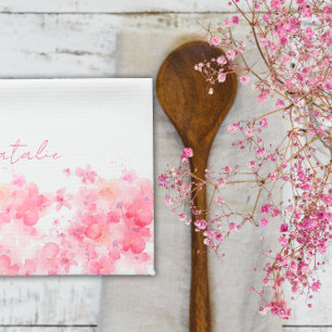 Waterverf wildfloral witte naam theedoek